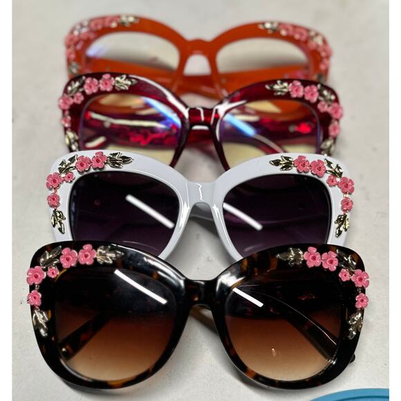 Chic Cat Tortoise Shell Sunglasses Fairmarry Pink Roses - Picture 6 of 12